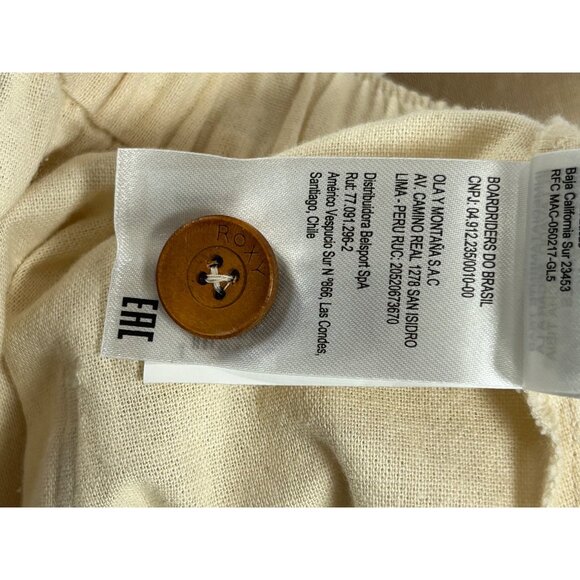 ROXY Oceanside High Rise Shorts Sz M Ivory White Structured Cotton Linen Woven - Picture 6 of 10